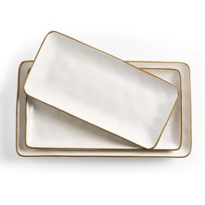 imagefamiware Serving Platter Rectangular 1567141126inch Serving Dishes for Entertaining Dishwasher Safe Stoneware Serving Trays for Party Food Turkey Snack Cheese Reactive Glaze Matte WhiteMatte White