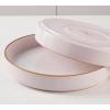 imagefamiware Nebula Pasta Bowls for 4 875inch Salad Bowl Sets Large Wide Bowls for Serving Dinner HandPainted Brown Rim Microwave and Dishwasher Safe Vanilla WhiteLight Pink
