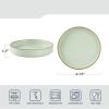 imagefamiware Nebula Pasta Bowls for 4 875inch Salad Bowl Sets Large Wide Bowls for Serving Dinner HandPainted Brown Rim Microwave and Dishwasher Safe Vanilla WhiteLight Green