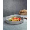 imagefamiware Nebula Pasta Bowls for 4 875inch Salad Bowl Sets Large Wide Bowls for Serving Dinner HandPainted Brown Rim Microwave and Dishwasher Safe Vanilla WhiteDark Gray