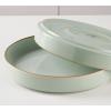 imagefamiware Nebula Pasta Bowls for 4 875inch Salad Bowl Sets Large Wide Bowls for Serving Dinner HandPainted Brown Rim Microwave and Dishwasher Safe Vanilla WhiteLight Green