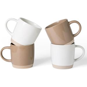 imagefamiware Coffee Mugs for 4 13 oz Mug Set Dringking Cup with Handle for Coffee Tea Cocoa Milk Milkyway serise WhiteCinnamon BrownMilkywayWhiteCinnamon Brown