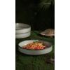 imagefamiware Mars 4 Pieces Pasta Bowls Set 85 inch Salad Bowls Large Capacity Bowl Sets with Brown Speckled Microwave ampamp Dishwasher Safe Cinnamon BrownGrayWhite