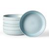 imagefamiware Milkyway 33 oz Bowl Set Pasta Bowls Set of 4 Salad Bowls Double Reactive Glaze Sturdy ampamp Stackable Ideal for Housewarming Festivals Creamy White with SpecklesLight Blue