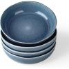 imagefamiware Pasta Bowls Set of 4 42oz Deep Salad Bowls for Eating  Aegean Stoneware Large Soup Bowl Dish Set  Microwave and Dishwasher Safe Irregular Round Black CoffeeLagoon Blue