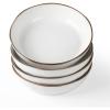 imagefamiware Pasta Bowls Set of 4 42oz Deep Salad Bowls for Eating  Aegean Stoneware Large Soup Bowl Dish Set  Microwave and Dishwasher Safe Irregular Round Black CoffeePearl White