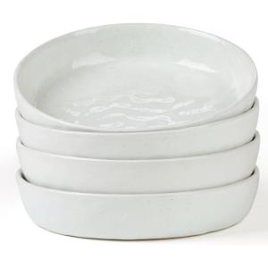 imagefamiware Mars 4 Pieces Pasta Bowls Set 85 inch Salad Bowls Large Capacity Bowl Sets with Brown Speckled Microwave ampamp Dishwasher Safe Cinnamon BrownWhite