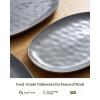 imagefamiware Serving Platter Oval 1559143129inch Serving Dishes for Entertaining Serving Bowls Dishwasher Safe Stoneware Serving Trays for Party Food Turkey Cheese Reactive Glaze Matte WhiteDark Gray