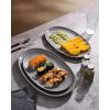 imagefamiware Serving Platter Oval 1559143129inch Serving Dishes for Entertaining Serving Bowls Dishwasher Safe Stoneware Serving Trays for Party Food Turkey Cheese Reactive Glaze Matte WhiteDark Gray