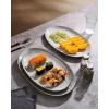 imagefamiware Serving Platter Oval 1559143129inch Serving Dishes for Entertaining Serving Bowls Dishwasher Safe Stoneware Serving Trays for Party Food Turkey Cheese Reactive Glaze Matte WhiteGray