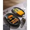 imagefamiware Serving Platter Oval 1559143129inch Serving Dishes for Entertaining Serving Bowls Dishwasher Safe Stoneware Serving Trays for Party Food Turkey Cheese Reactive Glaze Matte WhiteDeep Forest