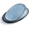 imagefamiware Serving Platter Oval 1559143129inch Serving Dishes for Entertaining Serving Bowls Dishwasher Safe Stoneware Serving Trays for Party Food Turkey Cheese Reactive Glaze Matte WhiteBlue
