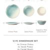 imageFamiware Garden Plates and Bowls Sets 18Piece Dishes Set for 6 Scratch Resistant Kitchen Dishes Dinnerware Set  Microwave and Dishwasher Safe Reactive Glaze and Embossed Stoneware Dark GreenAqua