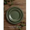 imageFamiware Garden Plates and Bowls Sets 18Piece Dishes Set for 6 Scratch Resistant Kitchen Dishes Dinnerware Set  Microwave and Dishwasher Safe Reactive Glaze and Embossed Stoneware Dark GreenDark Green