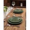 imageFamiware Garden Plates and Bowls Sets 18Piece Dishes Set for 6 Scratch Resistant Kitchen Dishes Dinnerware Set  Microwave and Dishwasher Safe Reactive Glaze and Embossed Stoneware Dark GreenDark Green