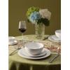 imageFamiware Garden Plates and Bowls Sets 18Piece Dishes Set for 6 Scratch Resistant Kitchen Dishes Dinnerware Set  Microwave and Dishwasher Safe Reactive Glaze and Embossed Stoneware Dark GreenWhite