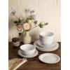 imageFamiware Garden Plates and Bowls Sets 18Piece Dishes Set for 6 Scratch Resistant Kitchen Dishes Dinnerware Set  Microwave and Dishwasher Safe Reactive Glaze and Embossed Stoneware Dark GreenWhite