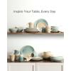 imageFamiware Garden Plates and Bowls Sets 18Piece Dishes Set for 6 Scratch Resistant Kitchen Dishes Dinnerware Set  Microwave and Dishwasher Safe Reactive Glaze and Embossed Stoneware Dark GreenAqua