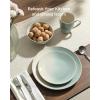 imageFamiware Garden Plates and Bowls Sets 18Piece Dishes Set for 6 Scratch Resistant Kitchen Dishes Dinnerware Set  Microwave and Dishwasher Safe Reactive Glaze and Embossed Stoneware Dark GreenAqua