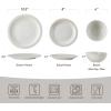 imageFamiware Garden Plates and Bowls Sets 18Piece Dishes Set for 6 Scratch Resistant Kitchen Dishes Dinnerware Set  Microwave and Dishwasher Safe Reactive Glaze and Embossed Stoneware Dark GreenWhite