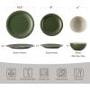 imageFamiware Garden Plates and Bowls Sets 18Piece Dishes Set for 6 Scratch Resistant Kitchen Dishes Dinnerware Set  Microwave and Dishwasher Safe Reactive Glaze and Embossed Stoneware Dark GreenDark Green