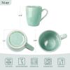 imagefamiware Coffee Mugs Set of 4 Ocean Round 115oz Coffee Cup Set with Handle for Cocoa Milk Hot Chocolate Tea or Water Stoneware Cups for Kitchen Reactive Glaze Microwave Dishwasher Safe BlueAuroraMint Green