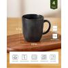 imagefamiware Coffee Mugs Set of 4 Ocean Round 115oz Coffee Cup Set with Handle for Cocoa Milk Hot Chocolate Tea or Water Stoneware Cups for Kitchen Reactive Glaze Microwave Dishwasher Safe BlueOcean SquareMatte Black