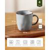 imagefamiware Coffee Mugs Set of 4 Ocean Round 115oz Coffee Cup Set with Handle for Cocoa Milk Hot Chocolate Tea or Water Stoneware Cups for Kitchen Reactive Glaze Microwave Dishwasher Safe BlueOcean SquareGrey