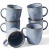 imagefamiware Coffee Mugs Set of 4 Ocean Round 115oz Coffee Cup Set with Handle for Cocoa Milk Hot Chocolate Tea or Water Stoneware Cups for Kitchen Reactive Glaze Microwave Dishwasher Safe BlueOcean SquareBlue