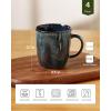 imagefamiware Coffee Mugs Set of 4 Ocean Round 115oz Coffee Cup Set with Handle for Cocoa Milk Hot Chocolate Tea or Water Stoneware Cups for Kitchen Reactive Glaze Microwave Dishwasher Safe BlueOcean SquareDeep Forest