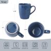 imagefamiware Coffee Mugs Set of 4 Ocean Round 115oz Coffee Cup Set with Handle for Cocoa Milk Hot Chocolate Tea or Water Stoneware Cups for Kitchen Reactive Glaze Microwave Dishwasher Safe BlueAuroraLagoon Blue