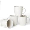 imagefamiware Coffee Mugs Set of 4 Ocean Round 115oz Coffee Cup Set with Handle for Cocoa Milk Hot Chocolate Tea or Water Stoneware Cups for Kitchen Reactive Glaze Microwave Dishwasher Safe BlueOcean SquareMatte White