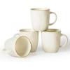 imagefamiware Coffee Mugs Set of 4 Ocean Round 115oz Coffee Cup Set with Handle for Cocoa Milk Hot Chocolate Tea or Water Stoneware Cups for Kitchen Reactive Glaze Microwave Dishwasher Safe BlueOcean SquareVanilla White