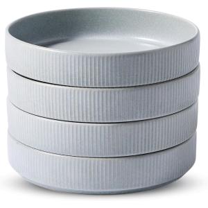 imagefamiware Star 75quot Pasta Bowls Set Salad Bowl Set of 4 Double Reactive Glaze Stackable Ideal for Your Friend for Housewarming Festivals Light GrayLight Gray