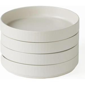 imagefamiware Star 75quot Pasta Bowls Set Salad Bowl Set of 4 Double Reactive Glaze Stackable Ideal for Your Friend for Housewarming Festivals Light GrayWhite  Full Glaze Matte