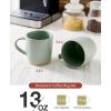 imagefamiware Coffee Mugs Set of 6 Milkyway 13 oz Mug Set Ceramic Cup Set with Handle for Coffee Tea Cocoa Milk Matte WhiteMilkywayLight Green