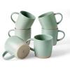 imagefamiware Coffee Mugs Set of 6 Milkyway 13 oz Mug Set Ceramic Cup Set with Handle for Coffee Tea Cocoa Milk Matte WhiteMilkywayLight Green
