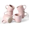 imagefamiware Coffee Mugs Set of 6 Milkyway 13 oz Mug Set Ceramic Cup Set with Handle for Coffee Tea Cocoa Milk Matte WhiteMilkywayLight Pink