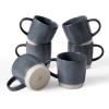 imagefamiware Coffee Mugs Set of 6 Milkyway 13 oz Mug Set Ceramic Cup Set with Handle for Coffee Tea Cocoa Milk Matte WhiteMilkywayMatte Dark Charcoal
