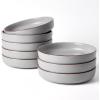 imagefamiware Mercury Pasta Bowls Set of 8 33 oz Large Salad Bowls Ceramic Pasta Plates Bowls Serving Bowls for Kitchen Microwave ampamp Dishwasher Safe Dark GrayLight Gray