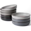 imagefamiware Mercury Pasta Bowls Set of 8 33 oz Large Salad Bowls Ceramic Pasta Plates Bowls Serving Bowls for Kitchen Microwave ampamp Dishwasher Safe Dark GrayMulticolor