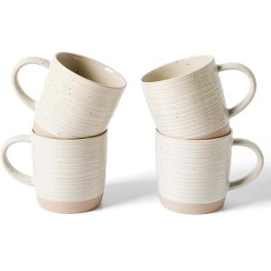 imagefamiware Coffee Mugs Set of 6 Milkyway 13 oz Mug Set Ceramic Cup Set with Handle for Coffee Tea Cocoa Milk Matte WhiteConstellationBeige