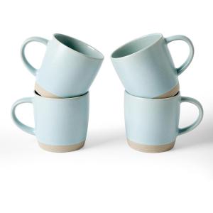 imagefamiware Coffee Mugs Set of 6 Milkyway 13 oz Mug Set Ceramic Cup Set with Handle for Coffee Tea Cocoa Milk Matte WhiteMilkywayLight Blue