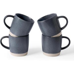 imagefamiware Coffee Mugs Set of 6 Milkyway 13 oz Mug Set Ceramic Cup Set with Handle for Coffee Tea Cocoa Milk Matte WhiteMilkywayMatte Dark Charcoal