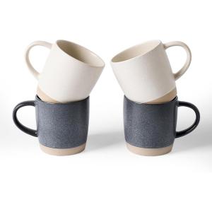 imagefamiware Coffee Mugs Set of 6 Milkyway 13 oz Mug Set Ceramic Cup Set with Handle for Coffee Tea Cocoa Milk Matte WhiteMilkywayMatte White  Matte Dark Charcoal