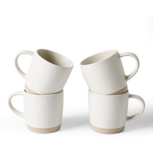 imagefamiware Coffee Mugs Set of 6 Milkyway 13 oz Mug Set Ceramic Cup Set with Handle for Coffee Tea Cocoa Milk Matte WhiteMilkywayMatte White