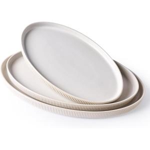 imagefamiware Serving Platter 16146129 Inch Serving Dishes for Entertaining Party Serving Trays for Food Buffet Oval Platters for Food Large Plates for Bread Turkey Cheese Appetizer Matte WhiteMatte White