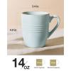 imagefamiware Coffee Mugs Set 13 oz Mug Set of 4 Stoneware Cups for Latte Hot Tea Mocha Cocoa Cappuccino Microwave and Dishwasher Safe Glacier Series Sage GreenJupiterLight Blue