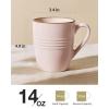 imagefamiware Coffee Mugs Set 13 oz Mug Set of 4 Stoneware Cups for Latte Hot Tea Mocha Cocoa Cappuccino Microwave and Dishwasher Safe Glacier Series Sage GreenJupiterLight Pink