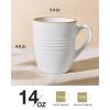 imagefamiware Coffee Mugs Set 13 oz Mug Set of 4 Stoneware Cups for Latte Hot Tea Mocha Cocoa Cappuccino Microwave and Dishwasher Safe Glacier Series Sage GreenJupiterWhite